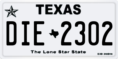 TX license plate DIE2302