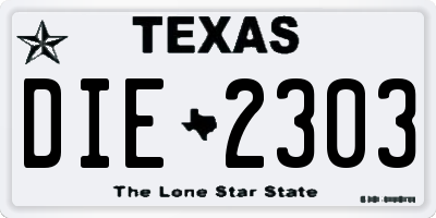 TX license plate DIE2303