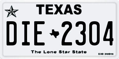 TX license plate DIE2304