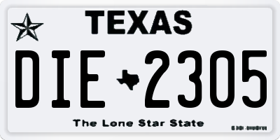 TX license plate DIE2305