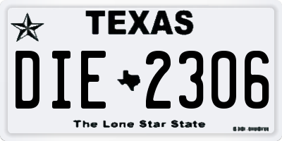 TX license plate DIE2306