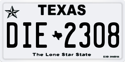 TX license plate DIE2308