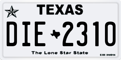 TX license plate DIE2310