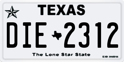 TX license plate DIE2312