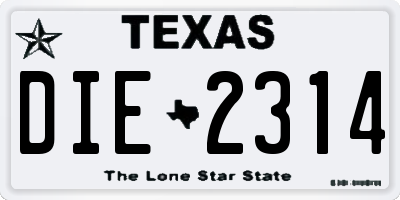 TX license plate DIE2314