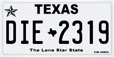 TX license plate DIE2319
