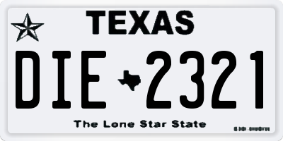 TX license plate DIE2321
