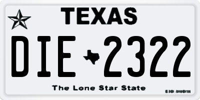 TX license plate DIE2322