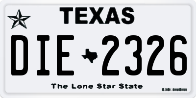 TX license plate DIE2326