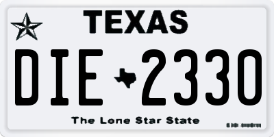 TX license plate DIE2330