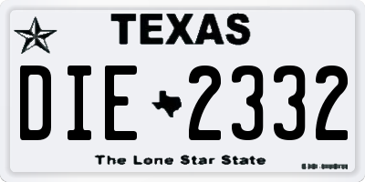TX license plate DIE2332