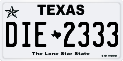 TX license plate DIE2333