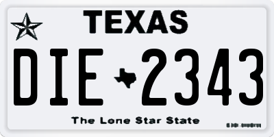 TX license plate DIE2343