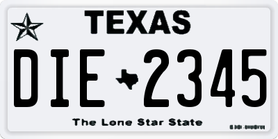 TX license plate DIE2345