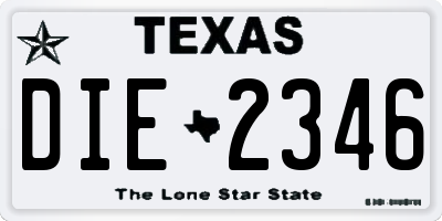 TX license plate DIE2346