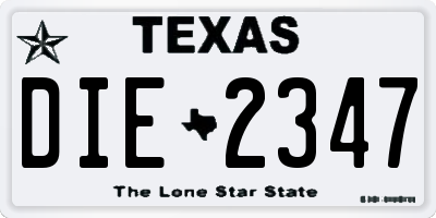 TX license plate DIE2347