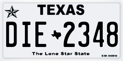 TX license plate DIE2348