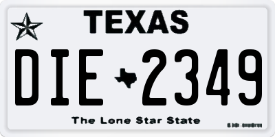 TX license plate DIE2349