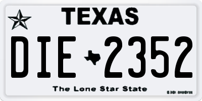 TX license plate DIE2352
