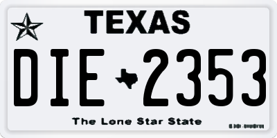 TX license plate DIE2353
