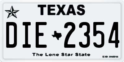 TX license plate DIE2354