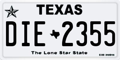 TX license plate DIE2355