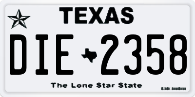 TX license plate DIE2358