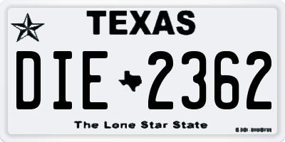 TX license plate DIE2362
