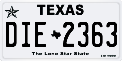 TX license plate DIE2363
