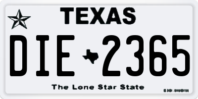 TX license plate DIE2365