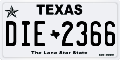 TX license plate DIE2366