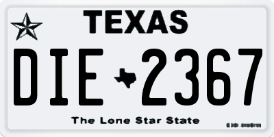 TX license plate DIE2367