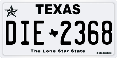 TX license plate DIE2368