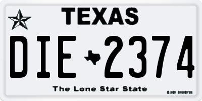 TX license plate DIE2374