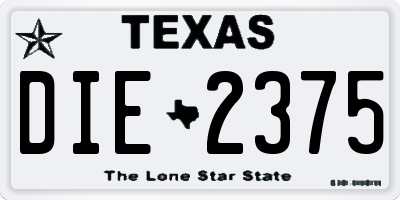 TX license plate DIE2375