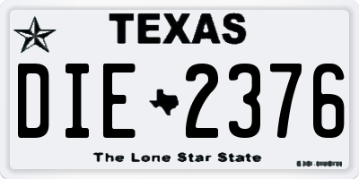 TX license plate DIE2376
