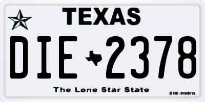 TX license plate DIE2378