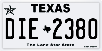 TX license plate DIE2380