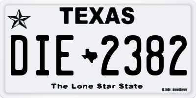 TX license plate DIE2382