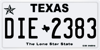 TX license plate DIE2383