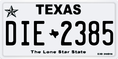 TX license plate DIE2385