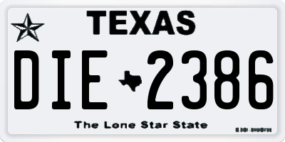 TX license plate DIE2386