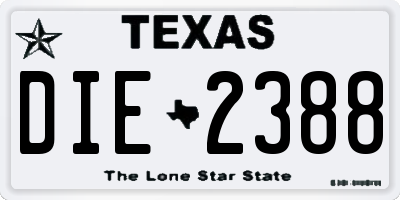 TX license plate DIE2388