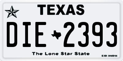 TX license plate DIE2393