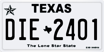 TX license plate DIE2401