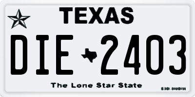 TX license plate DIE2403
