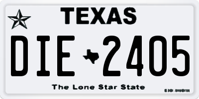 TX license plate DIE2405