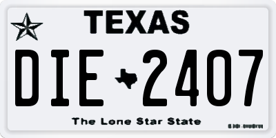 TX license plate DIE2407