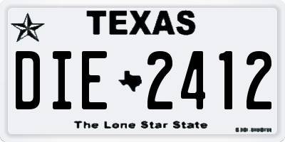TX license plate DIE2412