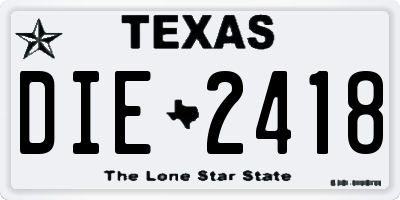 TX license plate DIE2418